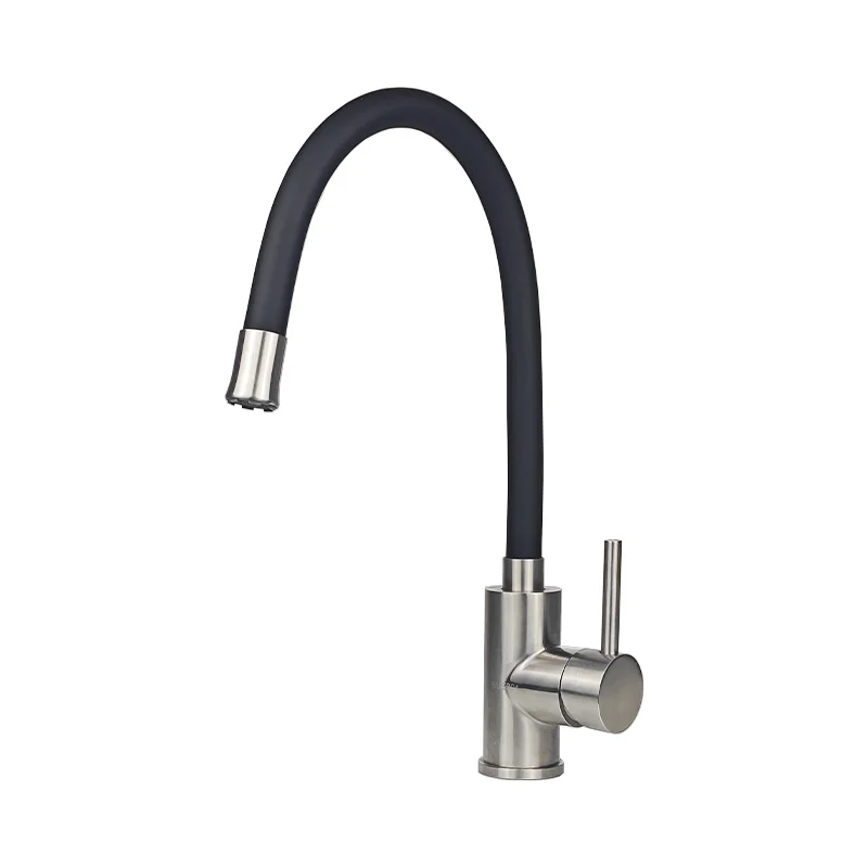 Flexible silicone hose kitchen faucet