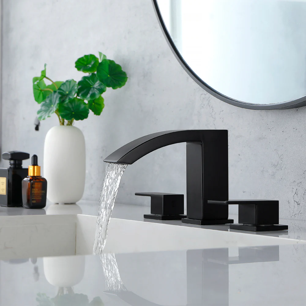 Waterfall Bathroom Faucet 3 Holes Widespread Bathroom Sink Faucet